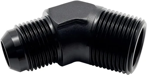 Miniatura 45 de Adaptador de tubo de manguera de combustible de aluminio recto 16AN acampanado a 3/4" NPT macho Unión de rosca negro
