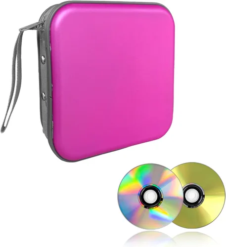 Miniatura 7 de Augeny Estuche de CD de capacidad para 48 unidades, soporte portátil de plástico duro para DVD, carpeta de almacenamiento de discos para automóvil