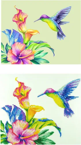 Miniatura 6 de DIAMOND ART BY LEISURE ARTS Kits de pintura de diamantes para adultos de 14 x 16 pulgadas, colibrí avanzado, taladro completo, kits de arte