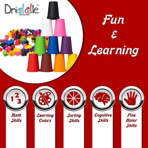 Miniatura 2 de Driddle Osos coloridos para contar con tazas a juego, 100 osos, juguete de aprendizaje de reconocimiento de clasificación, cuenta y color para niños