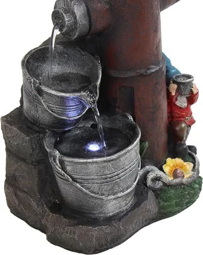Miniatura 7 de Sunnydaze Fuente de agua al aire libre de 16 pulgadas con luz LED - Bomba eléctrica sumergible - Poliresina