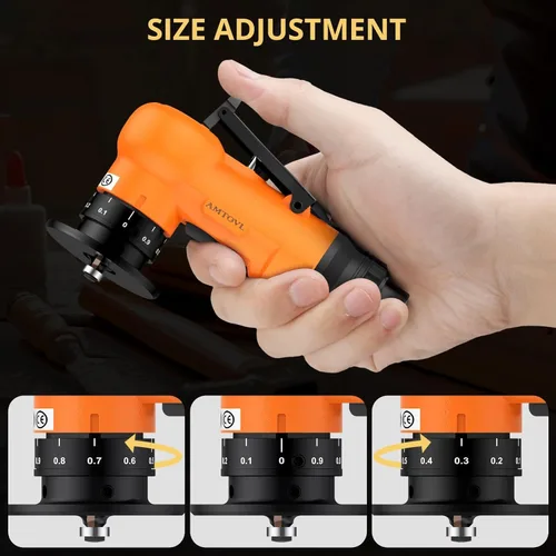 Miniatura 5 de AMTOVL Herramienta de biselado neumática - Mini herramienta de chaflán de aire con 10 cuchillas de ángulo C y 10 cuchillas de ángulo R, herramienta