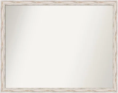 Miniatura 561 de Amanti Art Espejo de baño blanco para sobre el fregadero, 30 x 35 pulgadas, espejo de tocador rectangular estrecho de Eva de oro blanco, marco