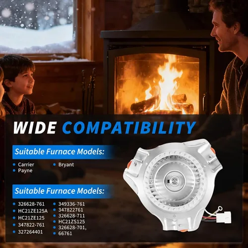 Miniatura 2 de Motor de inducción de corriente de aire para horno Lazenta 349336-761, compatible con Carrier Bryant Payne, conjunto de ventilador de ventilación