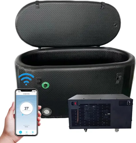 Enfriador de baño de hielo y kit de bañera de inmersión fría, enfriador de inmersión en frío de 1/3 HP con 59 pulgadas de largo x 31.5 pulgadas de