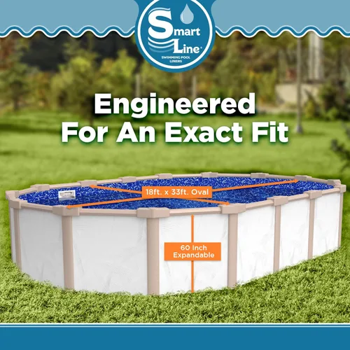 Miniatura 5 de SmartLine Revestimiento ovalado para piscina de 18 pies x 33 pies, luz solar, estilo expandible superpuesto, altura de pared de 60 pulgadas, vinilo
