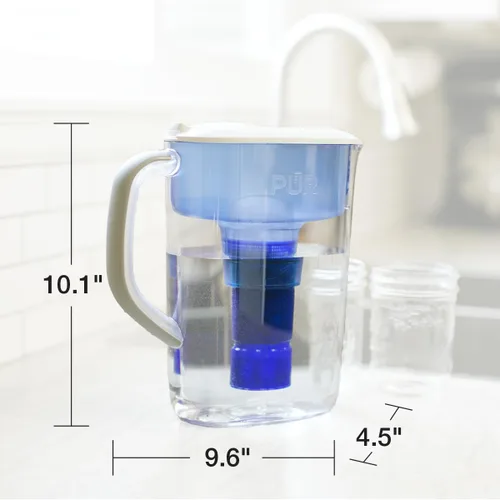 Miniatura 3 de PUR Jarra de filtro de agua de 7 tazas con 1 filtro PUR original, filtración potente 3 en 1, sin BPA, apta para lavavajillas, blanco, PPT710WA