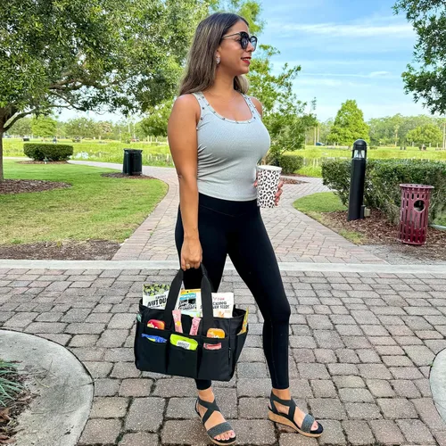 Miniatura 9 de Bolsa Tote para Manualidades, Organizador de Arte, Caddy de Suministros de Limpieza, Bolsa de Transporte con Asa para Múltiples Propósitos, Caddy