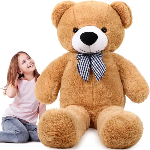 Miniatura 7 de Soulchen Oso gigante de 47 pulgadas, suave, grande, de peluche, de gran tamaño, con lazo, regalo de cumpleaños, baby shower, recuerdos de fiesta