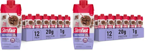 SlimFast Batido de proteínas, chocolate, 0.71 oz de proteína, batido de reemplazo de comidas listo para beber, alto en proteínas con bajo contenido