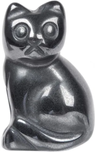 Miniatura 25 de Justinstones Escultura de gato tallada de cristal de cuarzo, estatua de gato de animal gatito de 1.181 in, mini figura de gato sentado de cristal