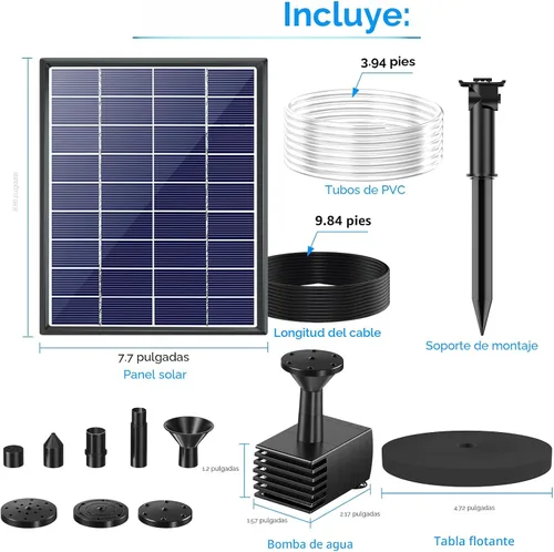 Miniatura 7 de POPOSOAP - Bomba de Fuente Solar para Baño de Pájaros, Bomba de Fuente de Agua Solar de 6W para Exterior con Tubo de 4 Pies y 5 Boquillas, Bomba
