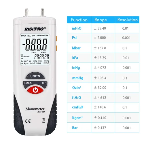 Miniatura 3 de medidor digital de presión del aire y medidor de presión diferencial. manómetro hvac de presión de gas