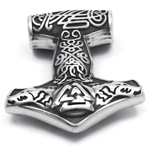 Miniatura 3 de Gungneer Triskele Triquetra Valknut Mjolnir Thors - Collar con colgante de martillo de acero inoxidable accesorios vikingos nórdicos para hombre
