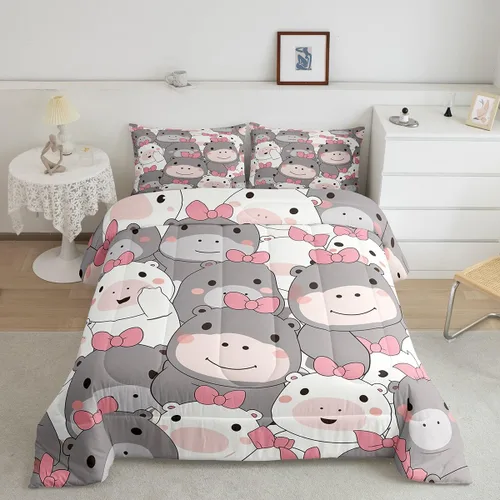 Miniatura 41 de Juego de ropa de cama de hurón tamaño individual para niños, diseño de dibujos animados de hurones para niños, bonito edredón acolchado de animales