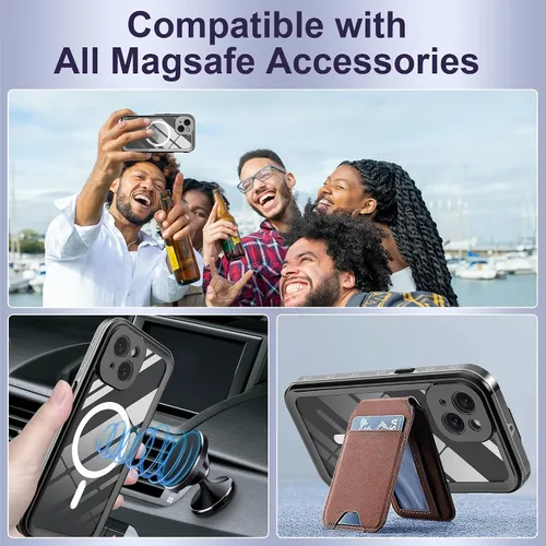 Miniatura 6 de Funda impermeable para iPhone 14 Plus con protector de pantalla integrado y compatible con MagSafe, resistente carcasa de cuerpo completo, a prueba