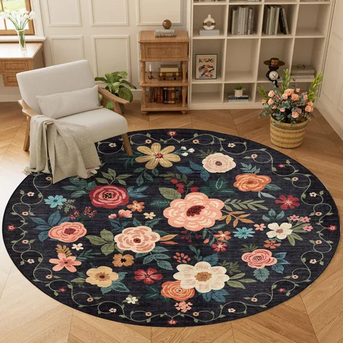 Miniatura 260 de DUKINO Alfombra de área de 6 x 9 pies, alfombra floral para sala de estar, ligera, antideslizante, lavable, alfombra de interior de pelo bajo