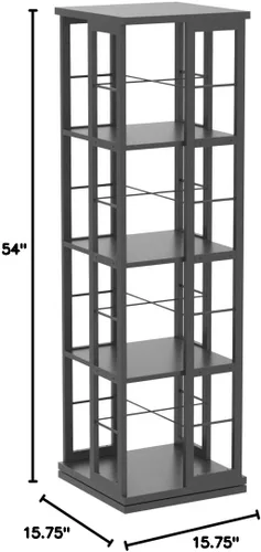 Miniatura 3 de Aheaplus Estantería giratoria, estantería de esquina, estantería giratoria de madera de 360 grados, estantería de pie angosta, organizador giratorio