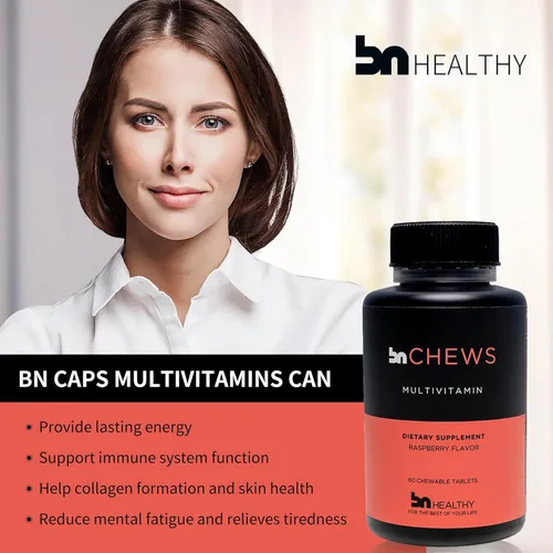 Miniatura 5 de BNHealthy Mastica multivitamínico bariátrico con hierro, masticable diario con B12, D3, folato y zinc, sabor a frambuesa, diseñado para adultos
