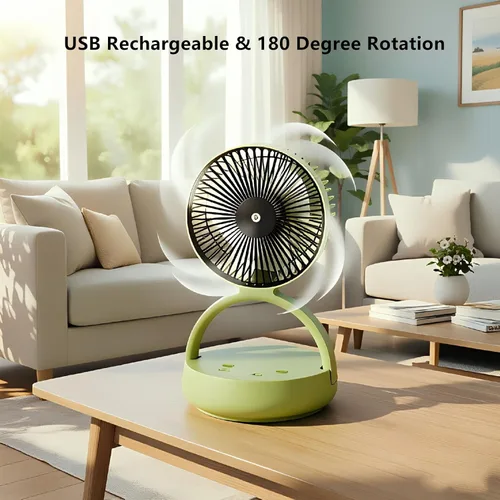 Miniatura 3 de OGZ Ventilador portátil inalámbrico para viajes con temporizador remoto, ventilador de escritorio pequeño de 7 pulgadas con luz nocturna LED