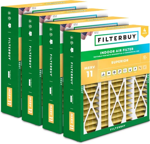 Miniatura 26 de Filterbuy Filtro de aire MERV 11 de 10 x 17 x 2 pulgadas Defensa Superior contra Mascotas y Alergias (paquete de 4), filtros exteriores plisados