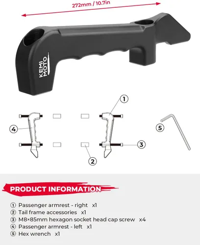 Miniatura 5 de KEMIMOTO Barra de agarre para pasajero trasero compatible con Grom 2026 2025 2024 2023 2022 para asiento trasero Grom MSX125 2022+