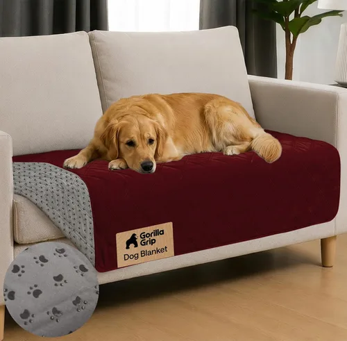 Miniatura 32 de GORILLA GRIP® Manta impermeable para perro, funda de sofá a prueba de fugas para perros, parte trasera de agarre de silicona, protege el sofá