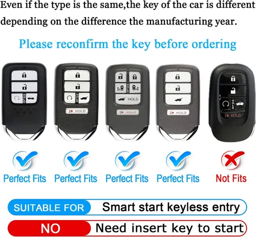 Miniatura 2 de QBUC Funda para llavero Honda con llavero, TPU suave, protección completa, compatible con Honda Accord Civic CRV HRV Pilot Odyssey Passport Smart