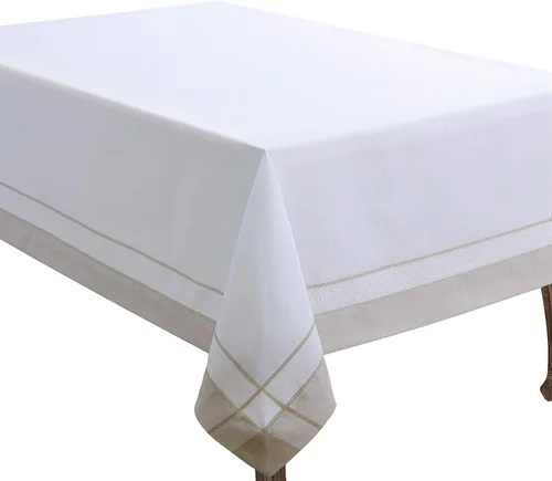 Miniatura 6 de SARO LIFESTYLE Colección Birds of Paradise - Mantel con borde con bandas, 54 x 72 pulgadas, color gris