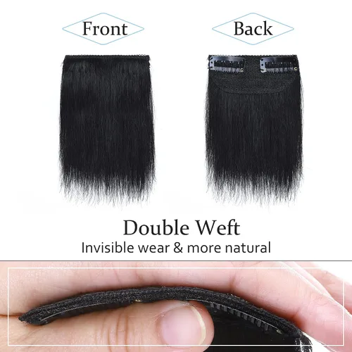 Miniatura 2 de SEGO 2 extensiones de cabello corto con clip de 4 pulgadas, 0.56 oz, 100% cabello humano para mujeres con cabello adelgazante que añade volumen
