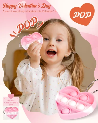 Miniatura 4 de Paquete de 32 juguetes para ansiedad y tarjetas prellenadas para el día de San Valentín para el aula de los niños, mini juguetes