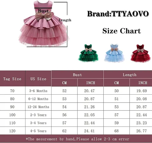 Miniatura 6 de TTYAOVO Vestido de fiesta de princesa de flores para niñas de 1 a 5 años