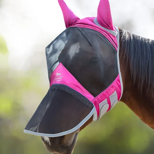 Miniatura 15 de Harrison Howard CareMaster Pro - Máscara luminosa para mosca de caballo, gran espacio para los ojos, nariz larga con orejas, protección UV para Azul