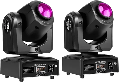 Luces de escenario, luces de cabeza móvil, 8 gobos, 8 colores, 11 canales, 60 W, focos DMX 512 con sonido activado para boda, DJ, fiesta, escenario,