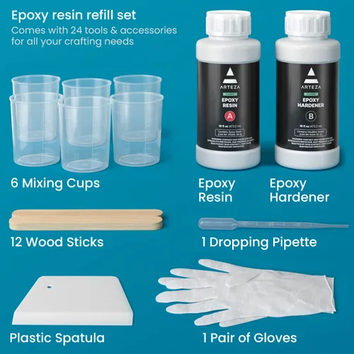 Miniatura 2 de Arteza Kit de resina epoxi, juego de recambio de 24 piezas, suministros y materiales atractivos para manualidades, accesorios de resina incluye 2