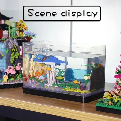 Miniatura 6 de Bibilock Bloques de construcción de pecera, bloques de construcción de acuario ideales creativos (puede añadir efectos de luz de agua y carga)