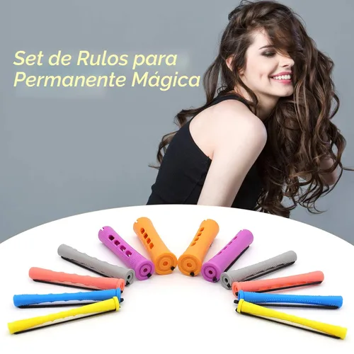 Miniatura 2 de Juego de 100 varillas de permanente, 5 tamaños de varillas de plástico para cabello ondulado, sin calor, rizadores de cabello con peine de cola