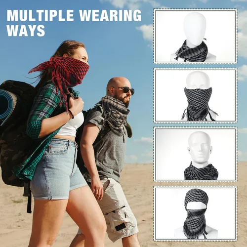 Miniatura 5 de 8 unidades de bufanda táctica Shemagh militar del desierto para la cabeza árabe para hombres y mujeres, envoltura árabe keffiyeh con borlas