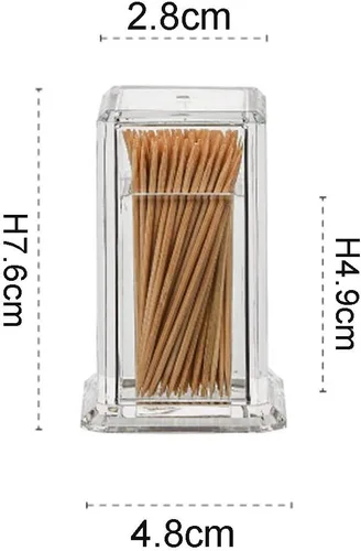 Miniatura 6 de Palillo de dientes acrílico de algodón dispensador dispensador organizador caja de almacenamiento transparente con tapa (forma rectangular)
