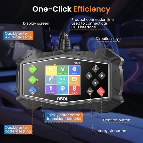 Miniatura 3 de Herramienta de diagnóstico del escáner OBD2, lector de código para comprobar la luz del motor con prueba de batería, sistema EVAP (modo 8), sensor
