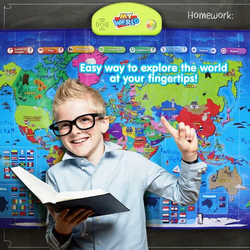 Miniatura 7 de BEST LEARNING i-Poster My World Interactive Map - Juguete educativo para niños de 5 a 12 años, juego de aprendizaje de geografía como regalo