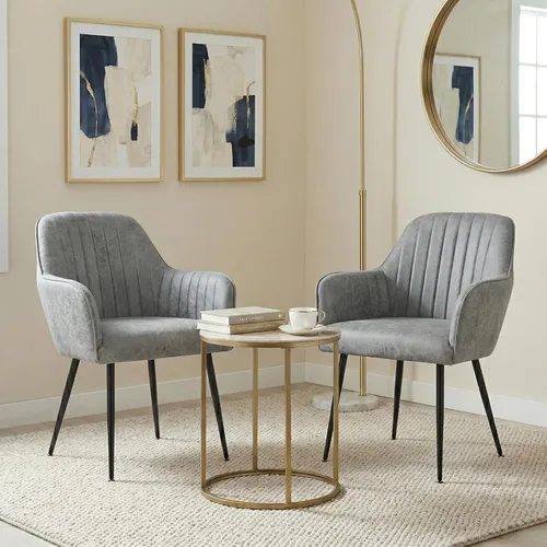 Miniatura 14 de Juego de 2 sillas de comedor de terciopelo, sillas decorativas tapizadas con patas chapadas en oro para sillas de sala de estar (azul)