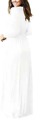 Miniatura 3 de VIISHOW - Vestido largo casual de manga larga para mujer de ajuste holgado con bolsillos y de color liso