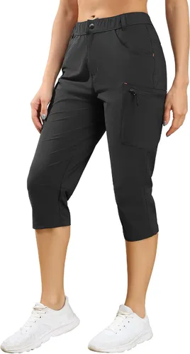 Miniatura 3 de Panmouo Pantalones tipo cargo para mujer, pantalones capri ligeros, de secado rápido, transpirables, capris