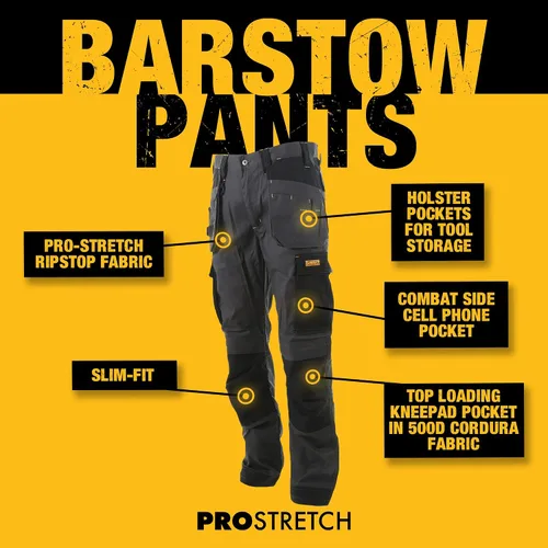 Miniatura 2 de DEWALT Barstow Pro-Stretch para hombre, ajuste delgado, bolsillo con funda, pantalones de trabajo