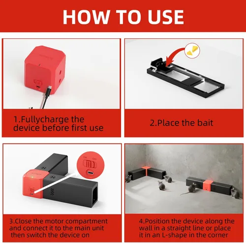 Miniatura 6 de Trampa eléctrica para ratones para ratones, trampas para ratas en interiores para hogares con doble canal, exterminador de ratones con alto voltaje