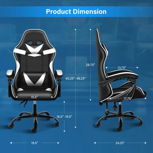 Miniatura 2 de YSSOA Silla de juegos, silla de jugador grande y alta, silla giratoria ajustable estilo carreras, sillas ergonómicas de videojuegos