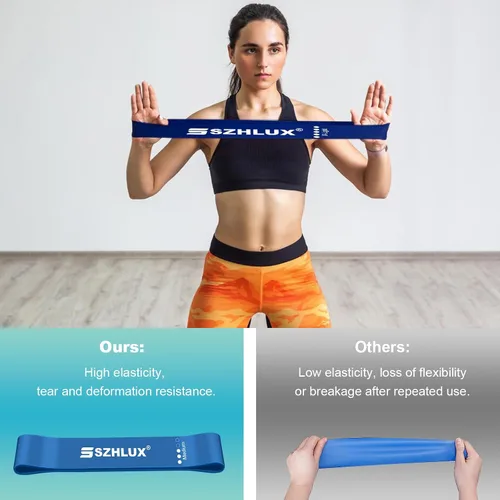 Miniatura 5 de SZHLUX Juego de 5 bandas de resistencia con guía de instrucciones y bolsa de transporte, versátil para esculpir el cuerpo, entrenamiento de fuerza