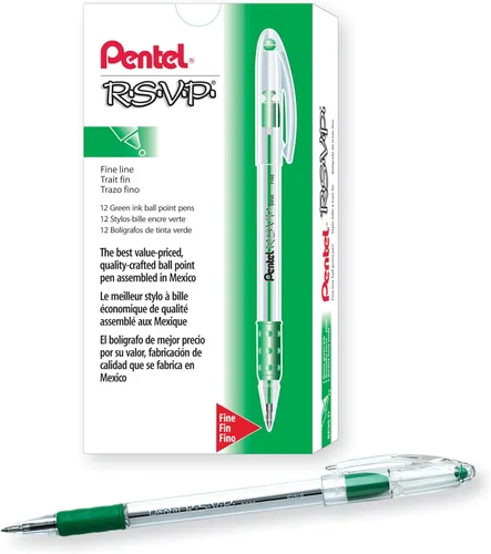 Miniatura 7 de Pentel R.S.V.P. Bolígrafo, trazo medio, tinta azul, paquete de dos unidades (BK91BP2C), Negro