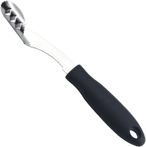 Yiasangly Jalapeño - Descorazonador de pimienta de acero inoxidable, herramienta de cocina con rebanada dentada y mango de goma para barbacoa,